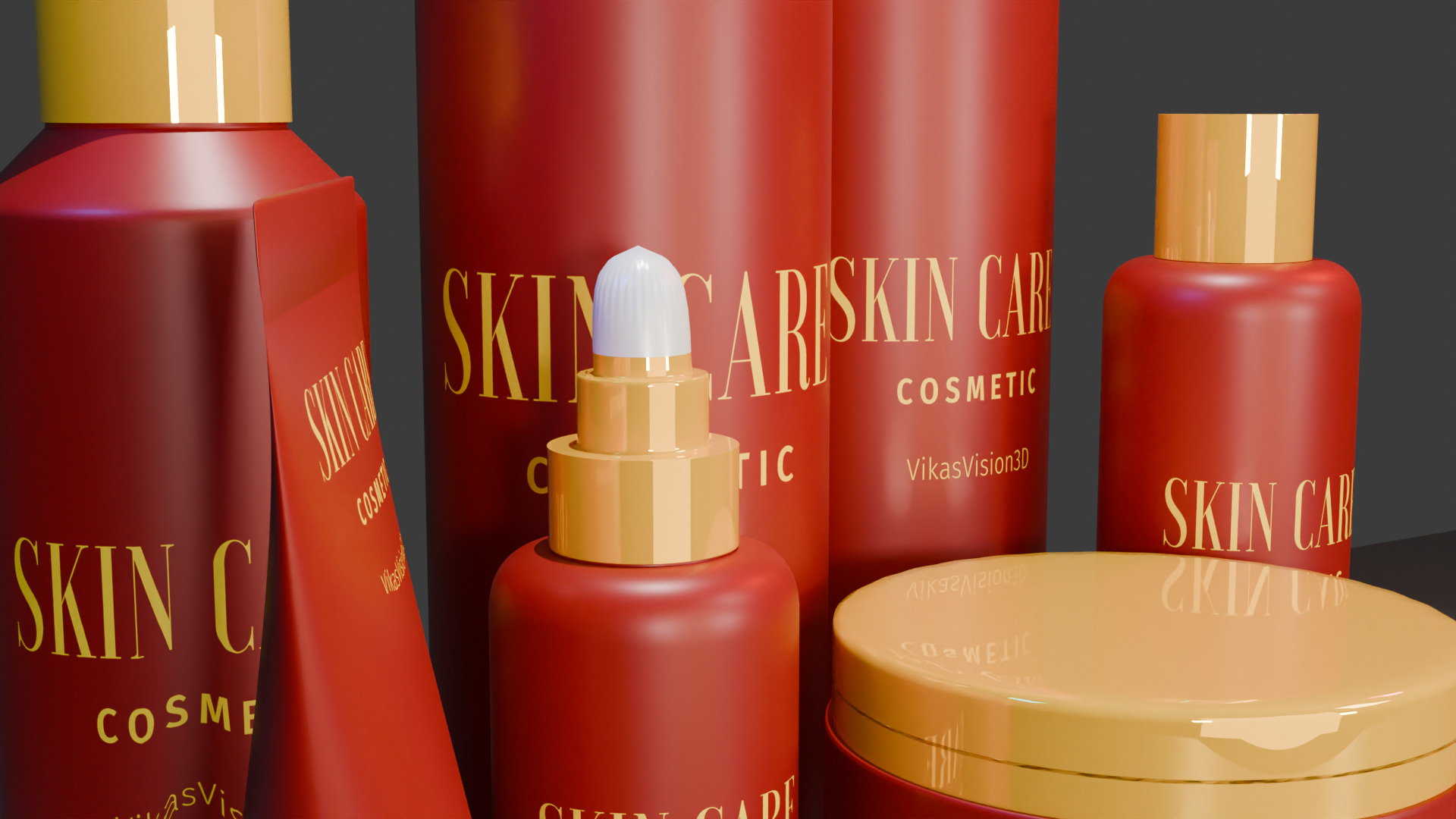 3D Cosmetic Product Mockup Realistic Bottle and Tube Set Low-poly 3D model_3
