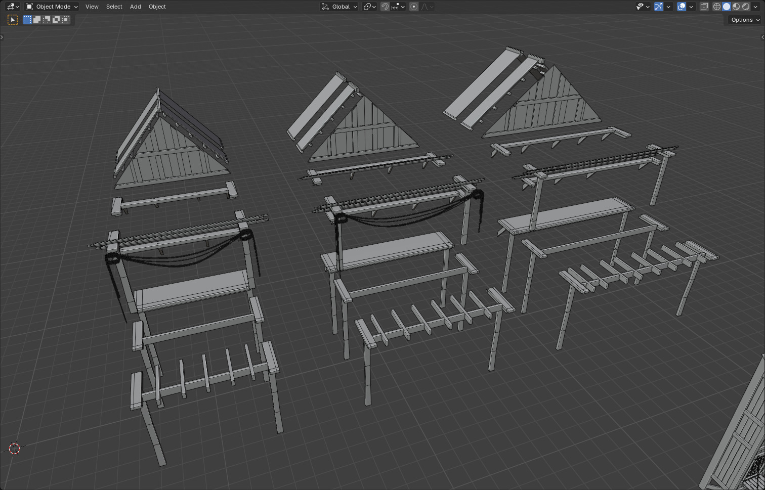 Medieval Houses Modular Kit Low-poly 3D model_15