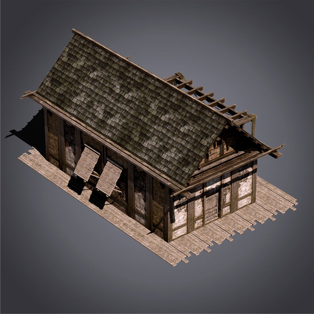 Medieval Houses Modular Kit Low-poly 3D model_5