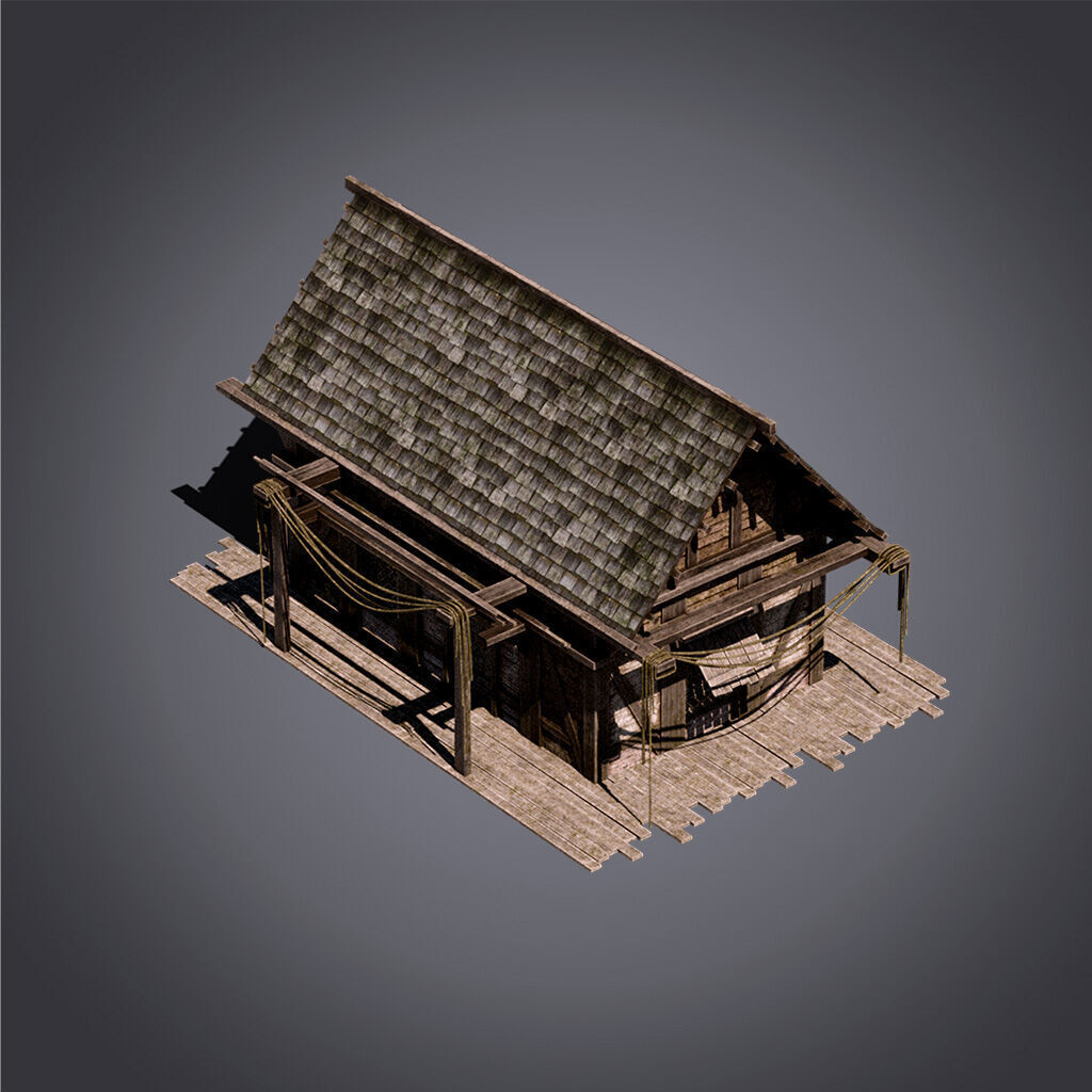 Medieval Houses Modular Kit Low-poly 3D model_6
