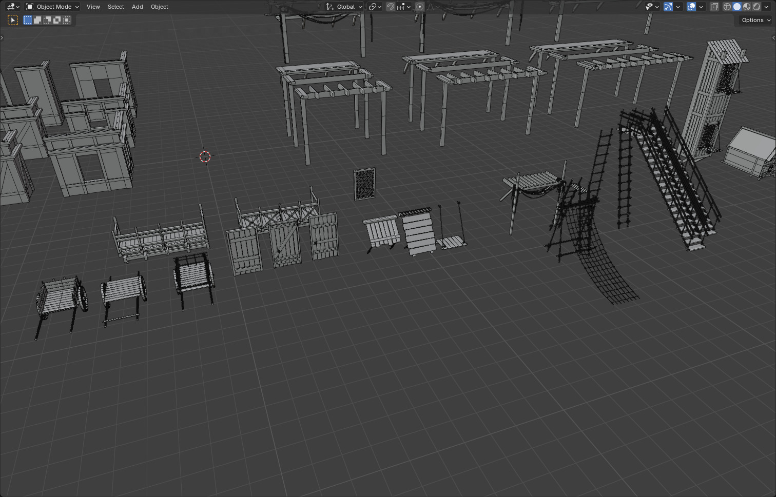 Medieval Houses Modular Kit Low-poly 3D model_17