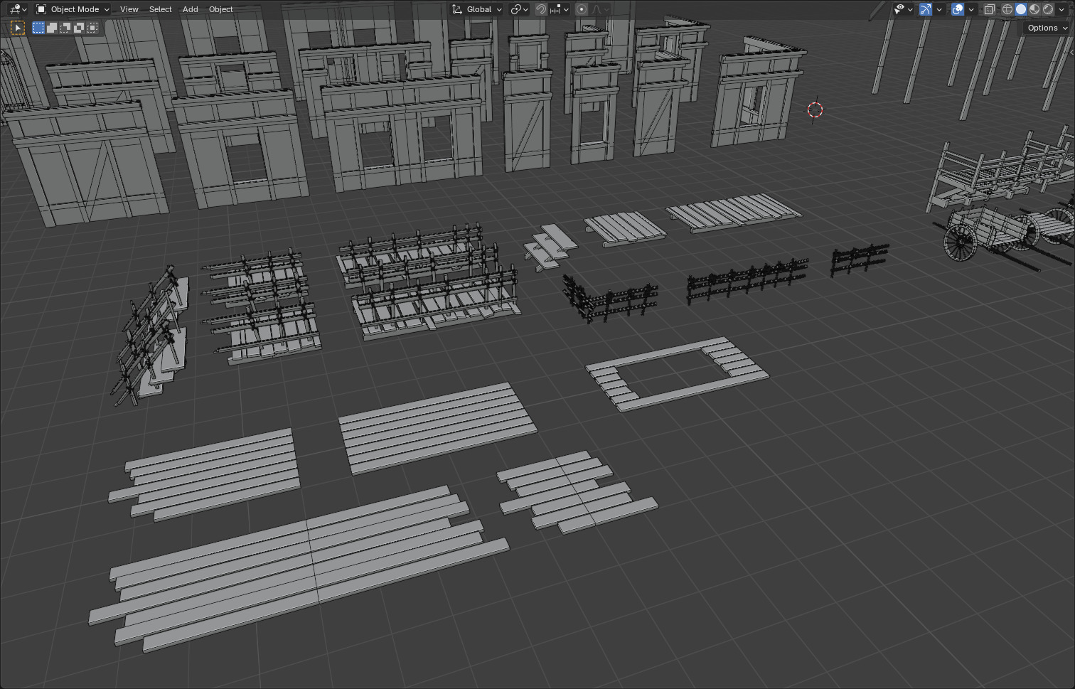 Medieval Houses Modular Kit Low-poly 3D model_16