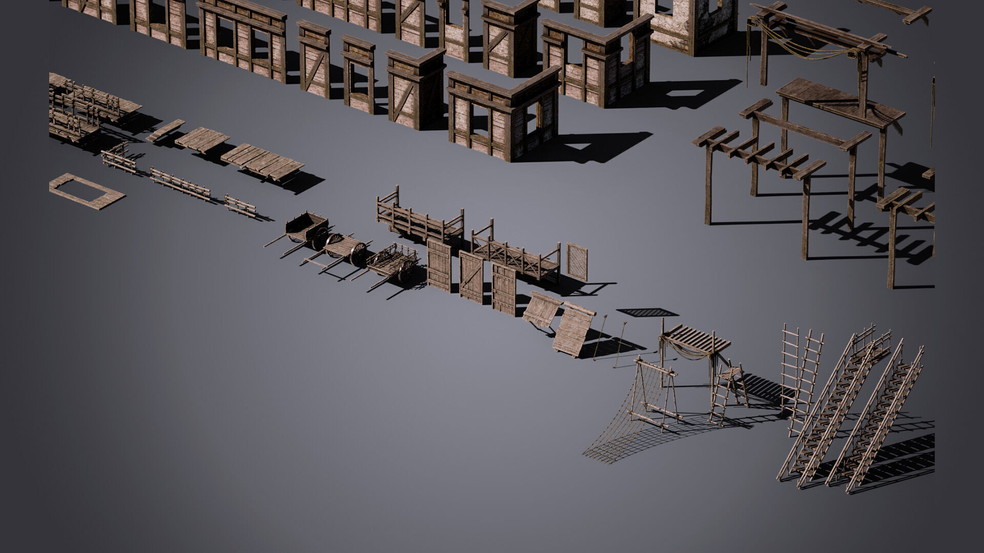 Medieval Houses Modular Kit Low-poly 3D model_4