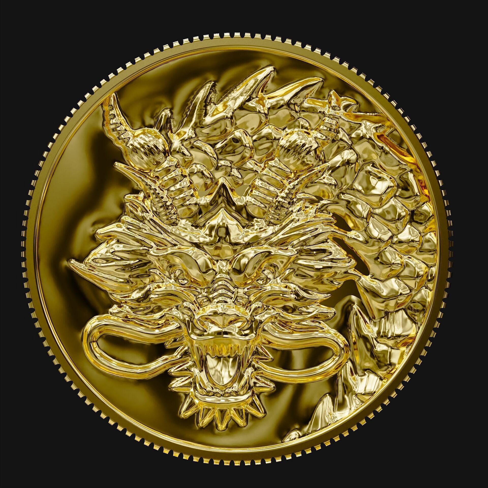 Chinese Dragon Coin 3D print model_2