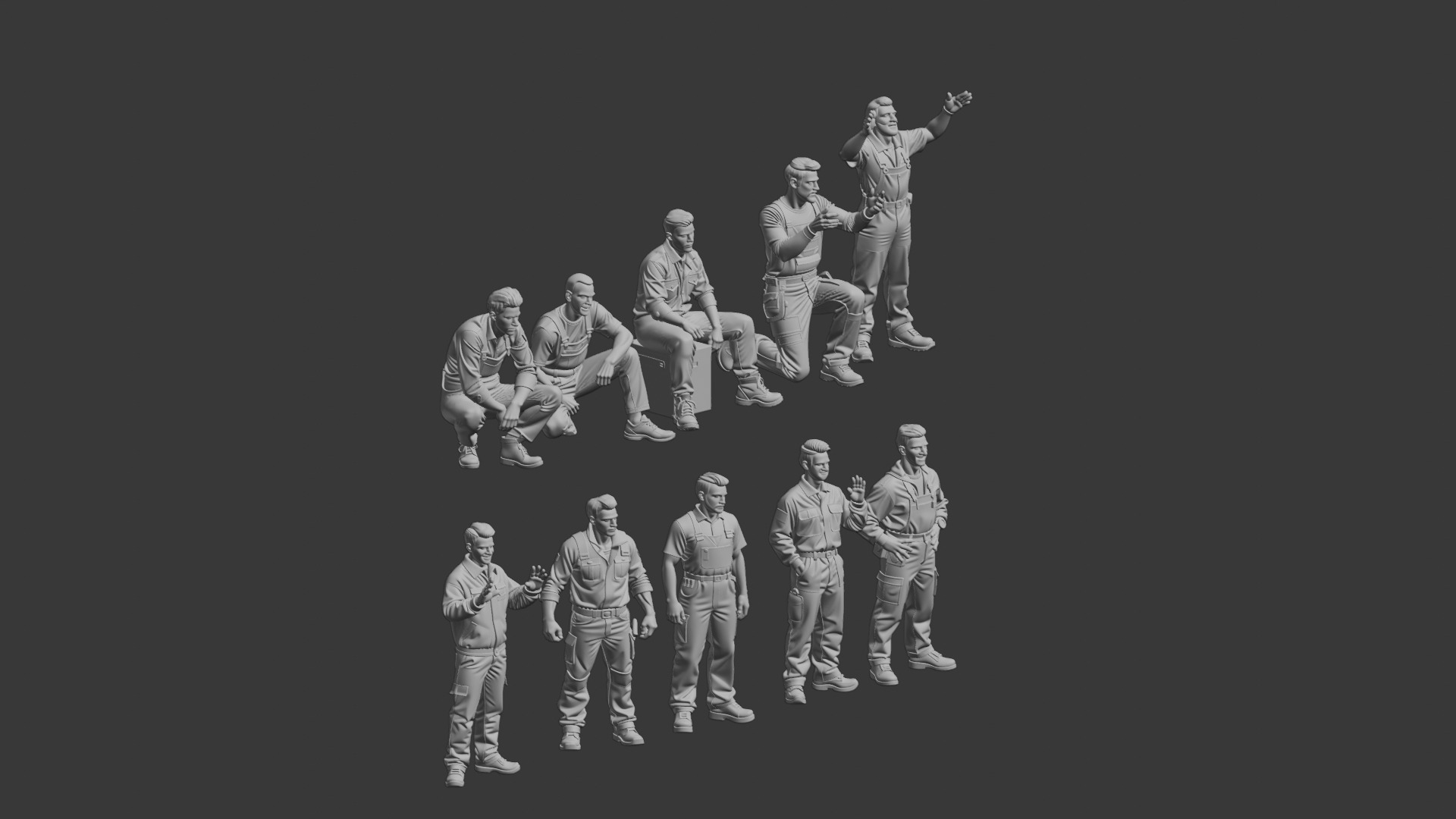 Garage car mechanic repair figure 3D print model_5