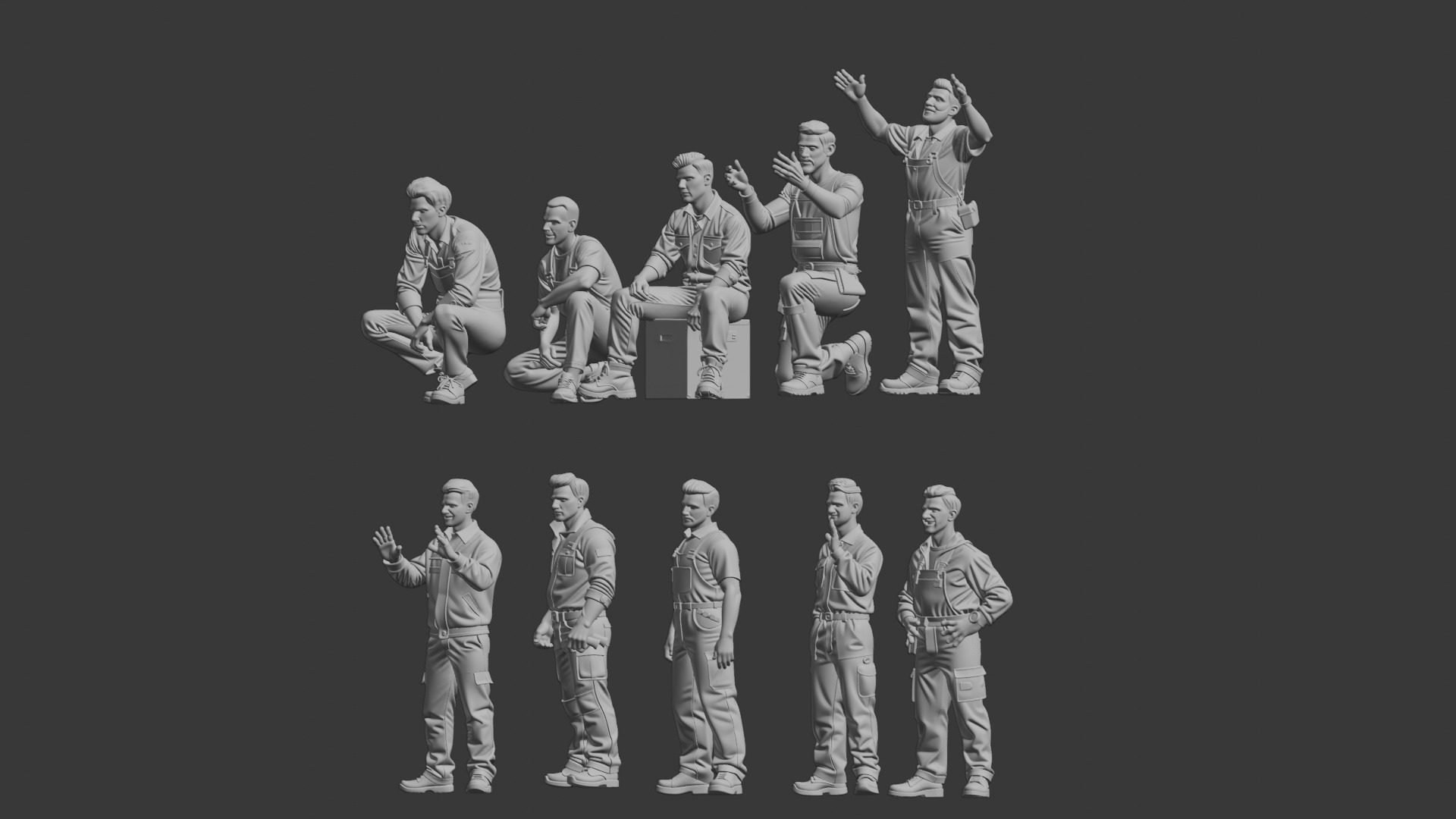 Garage car mechanic repair figure 3D print model_3
