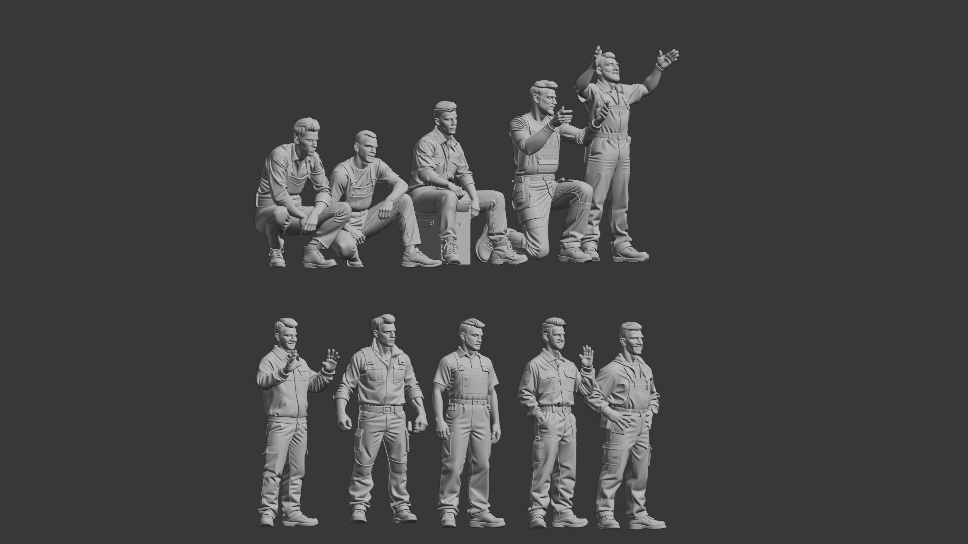 Garage car mechanic repair figure 3D print model_2