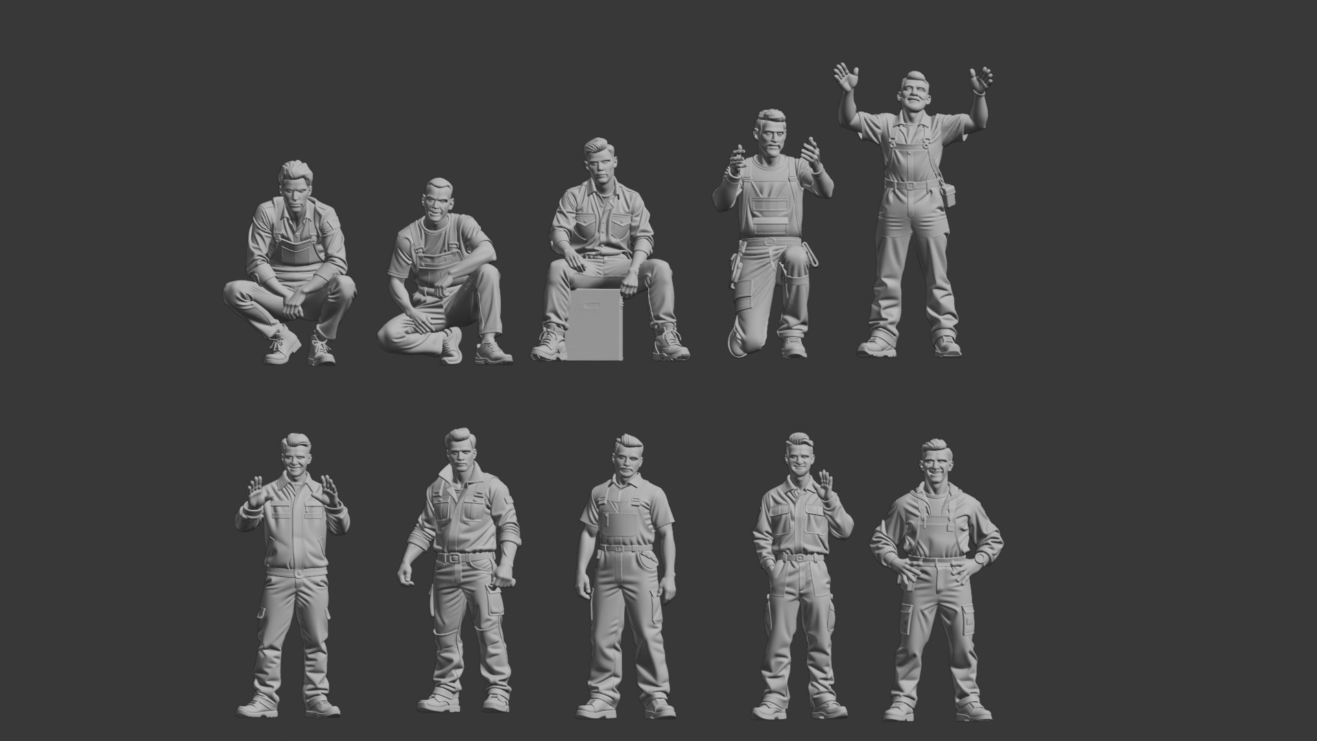 Garage car mechanic repair figure 3D print model_1