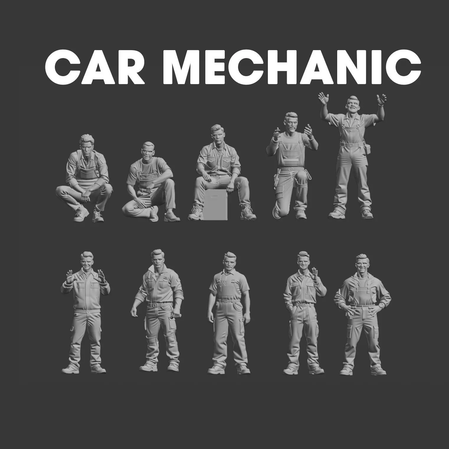 Garage car mechanic repair figure 3D print model_0
