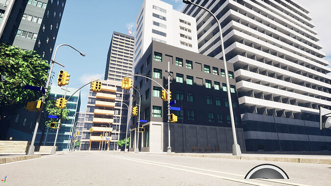 City Downtown Skyscraper Street - Unreal - Lot 09 Low-poly 3D model
