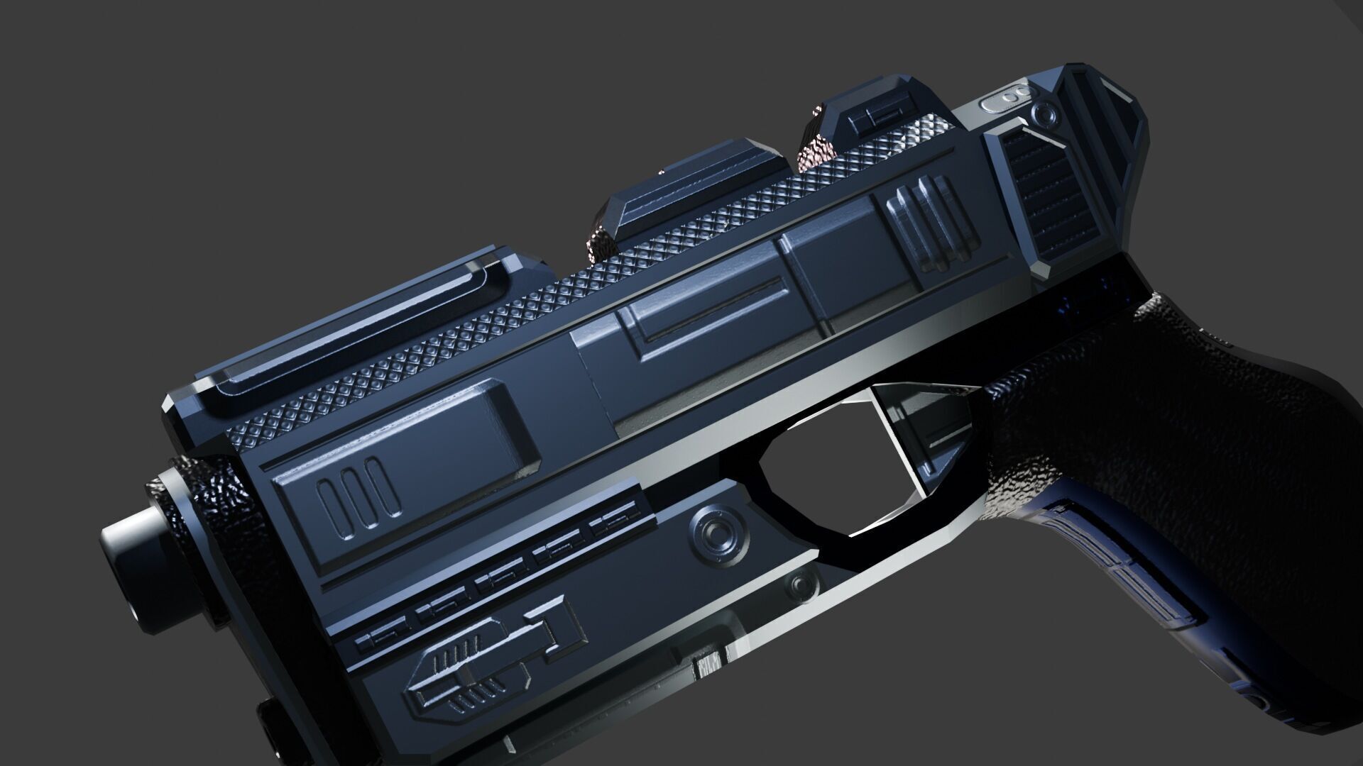 Stylized Sci-Fi Pistol Low-poly 3D model_10