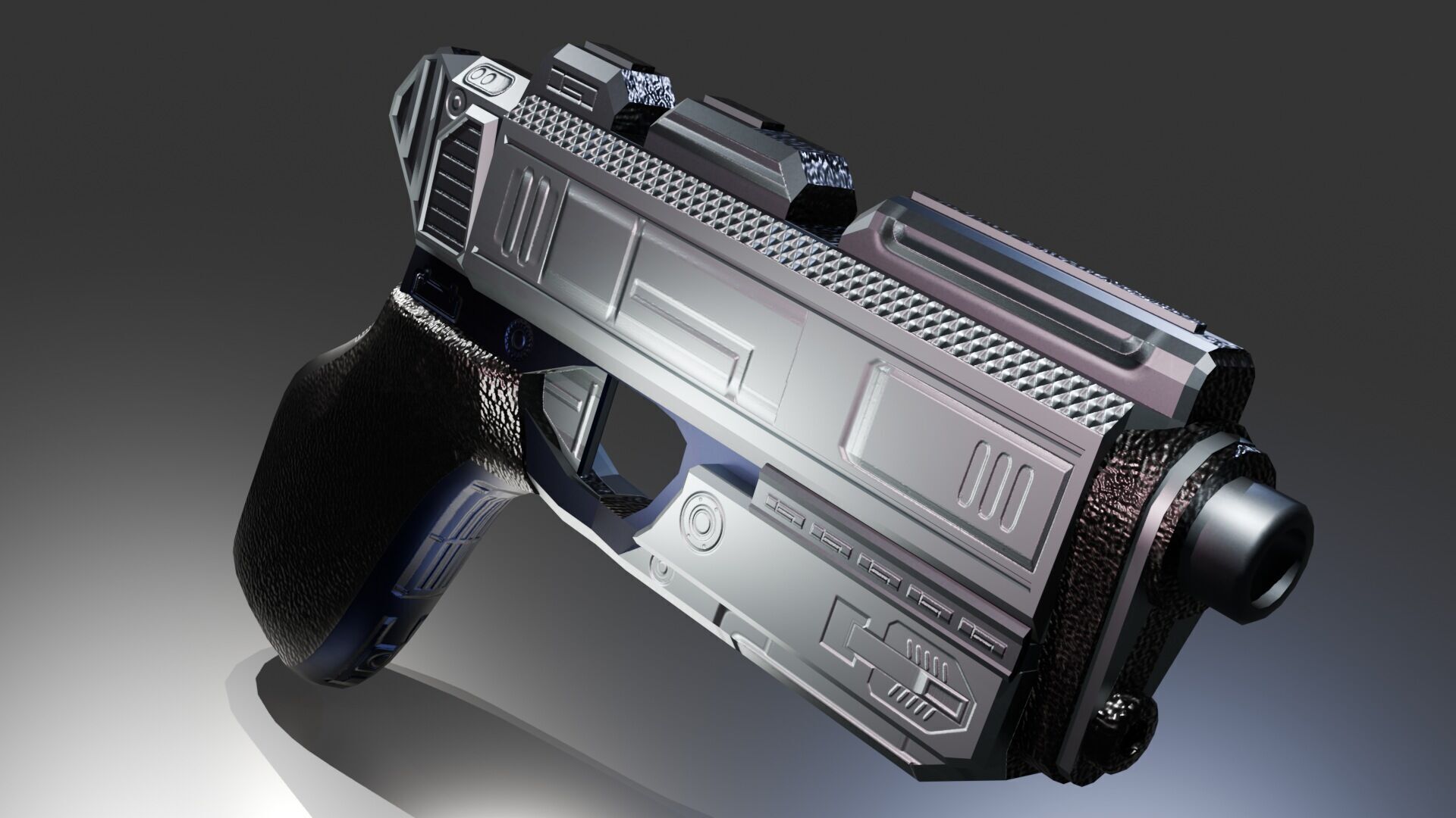 Stylized Sci-Fi Pistol Low-poly 3D model_2