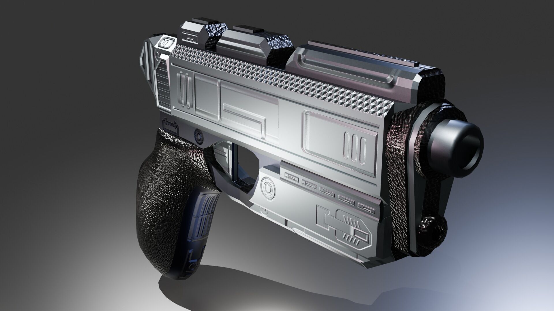 Stylized Sci-Fi Pistol Low-poly 3D model_7