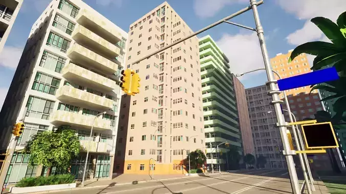 City Downtown Skyscraper Street - Unreal - Lot 10