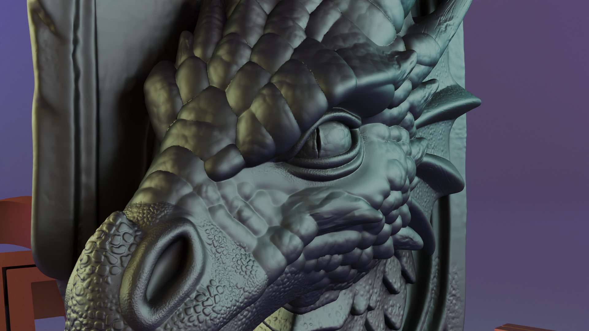 Ancient Dragon Wall Relief  Stone Sculpture Style 3D print model_5