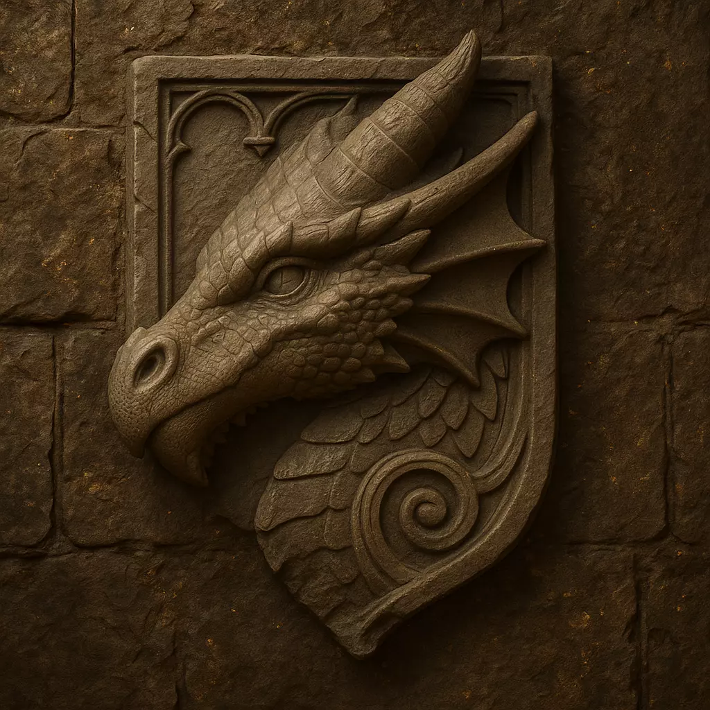 Ancient Dragon Wall Relief  Stone Sculpture Style 3D print model_0