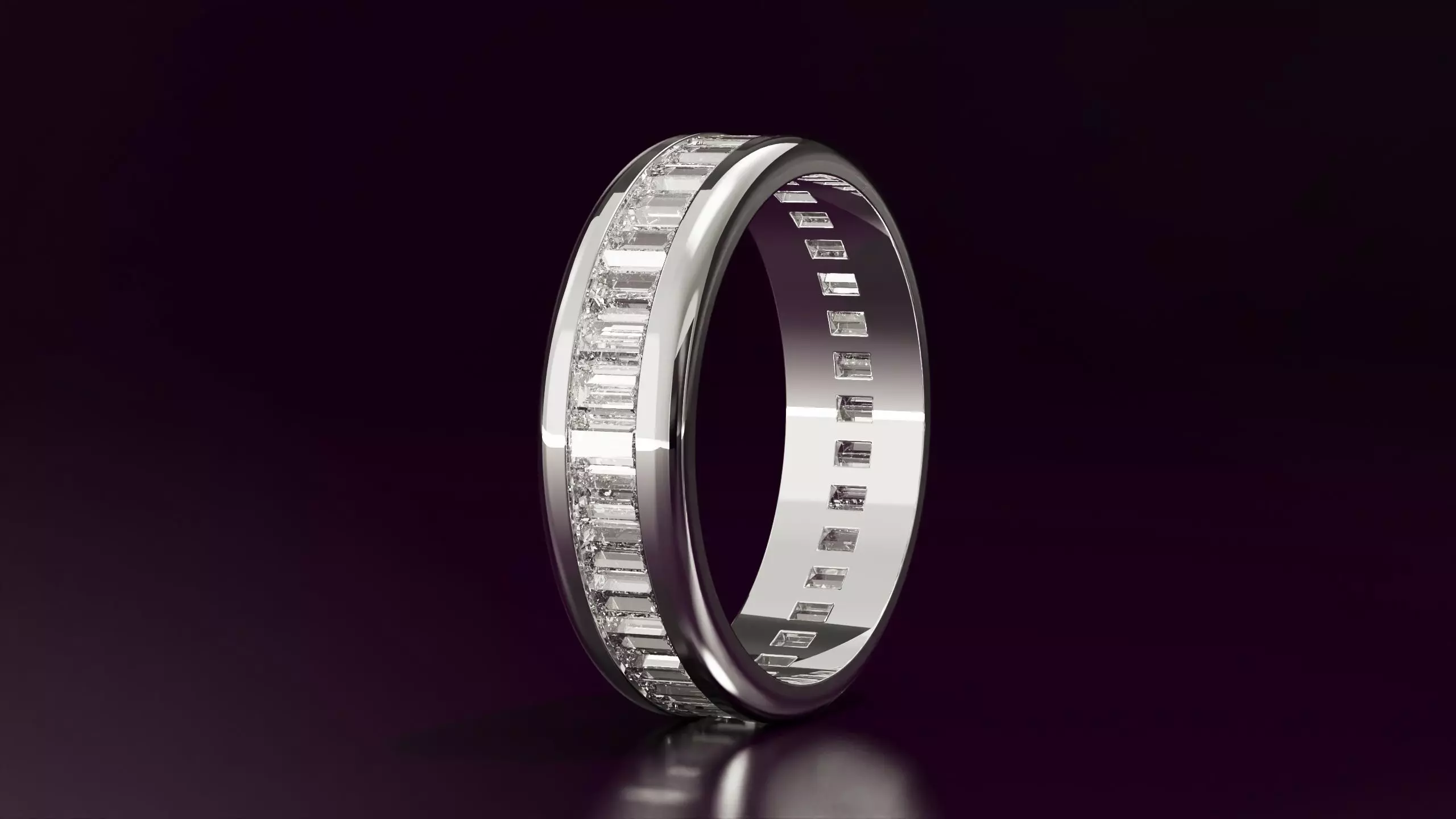 channel set baguette straight eternity band N05 54EU size Free 3D print model