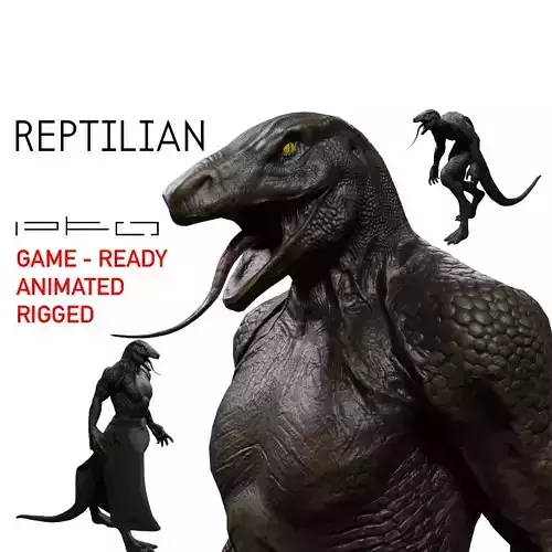Reptilian Lizard Creature Low-poly 3D model