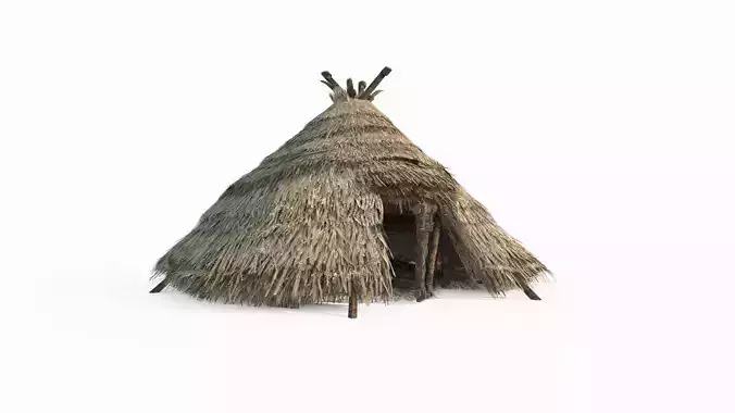 Medieval-style small thatched cottage