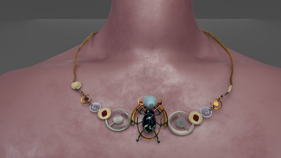 Beetle Geometric Statement Necklace Low-poly 3D model_2