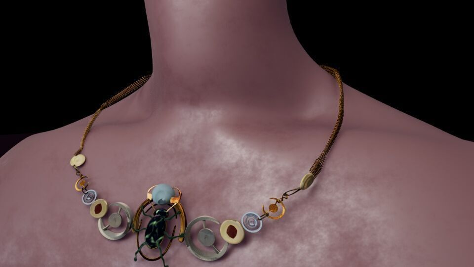 Beetle Geometric Statement Necklace Low-poly 3D model_7