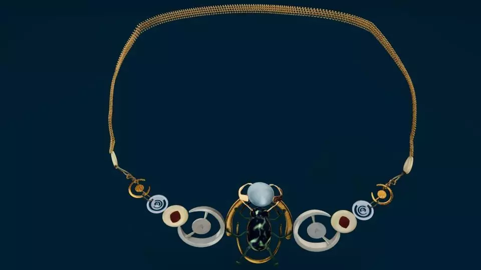 Beetle Geometric Statement Necklace Low-poly 3D model_0