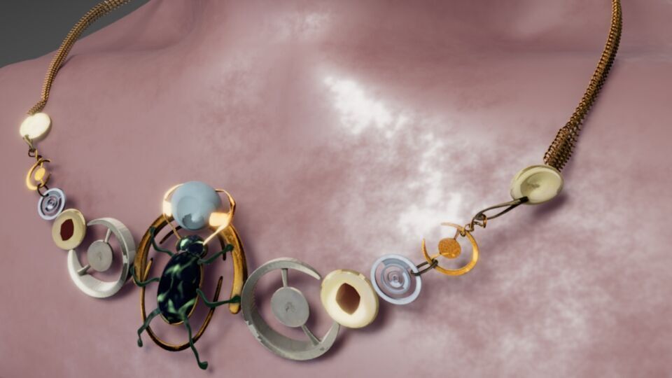 Beetle Geometric Statement Necklace Low-poly 3D model_10