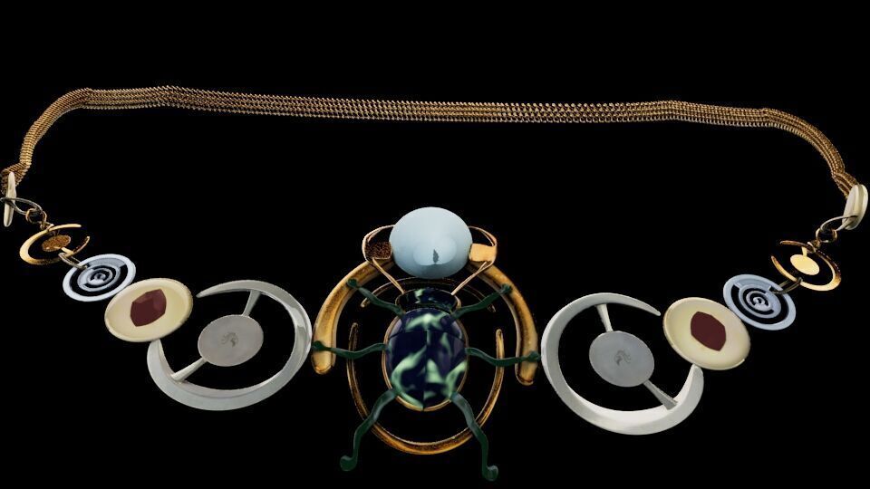 Beetle Geometric Statement Necklace Low-poly 3D model_4