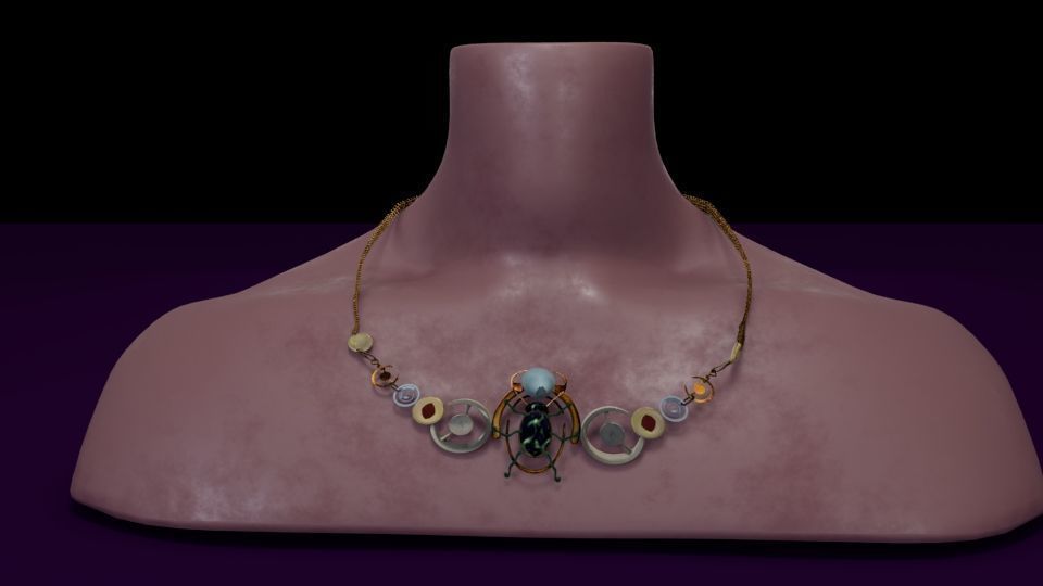 Beetle Geometric Statement Necklace Low-poly 3D model_1
