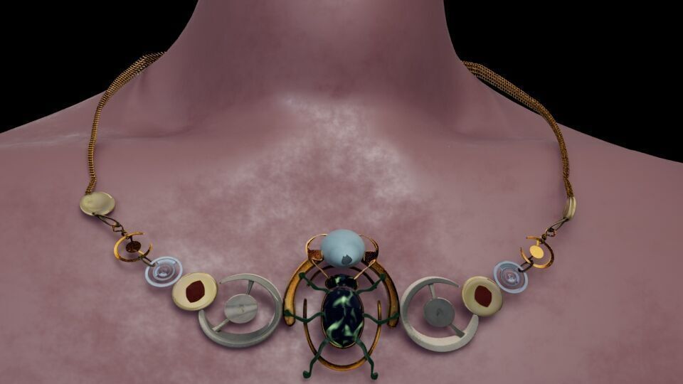 Beetle Geometric Statement Necklace Low-poly 3D model_6