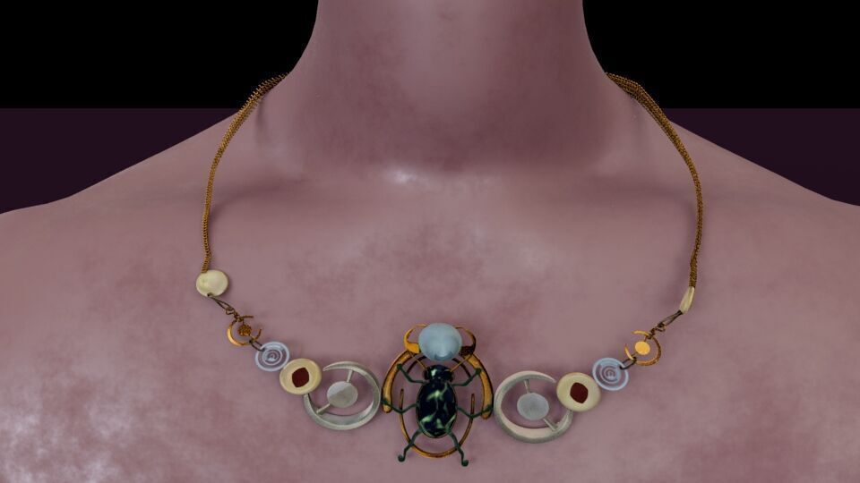 Beetle Geometric Statement Necklace Low-poly 3D model_9