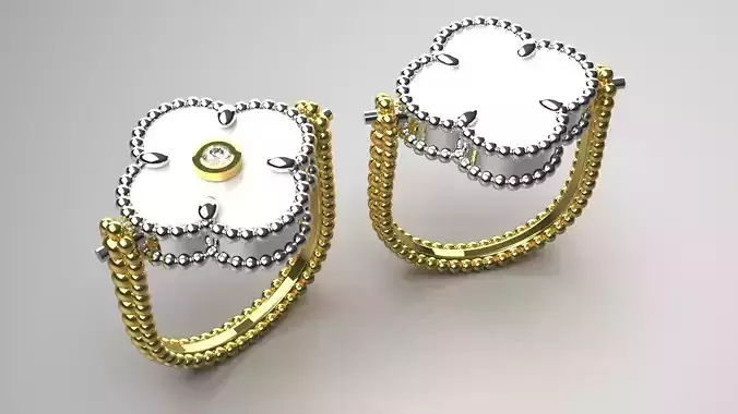 Two-tone Van Cleef design ring with diamond model gr0014