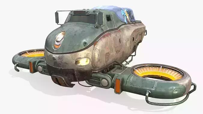 Sci-Fi Flying Hover Truck Space Fighter 3D model