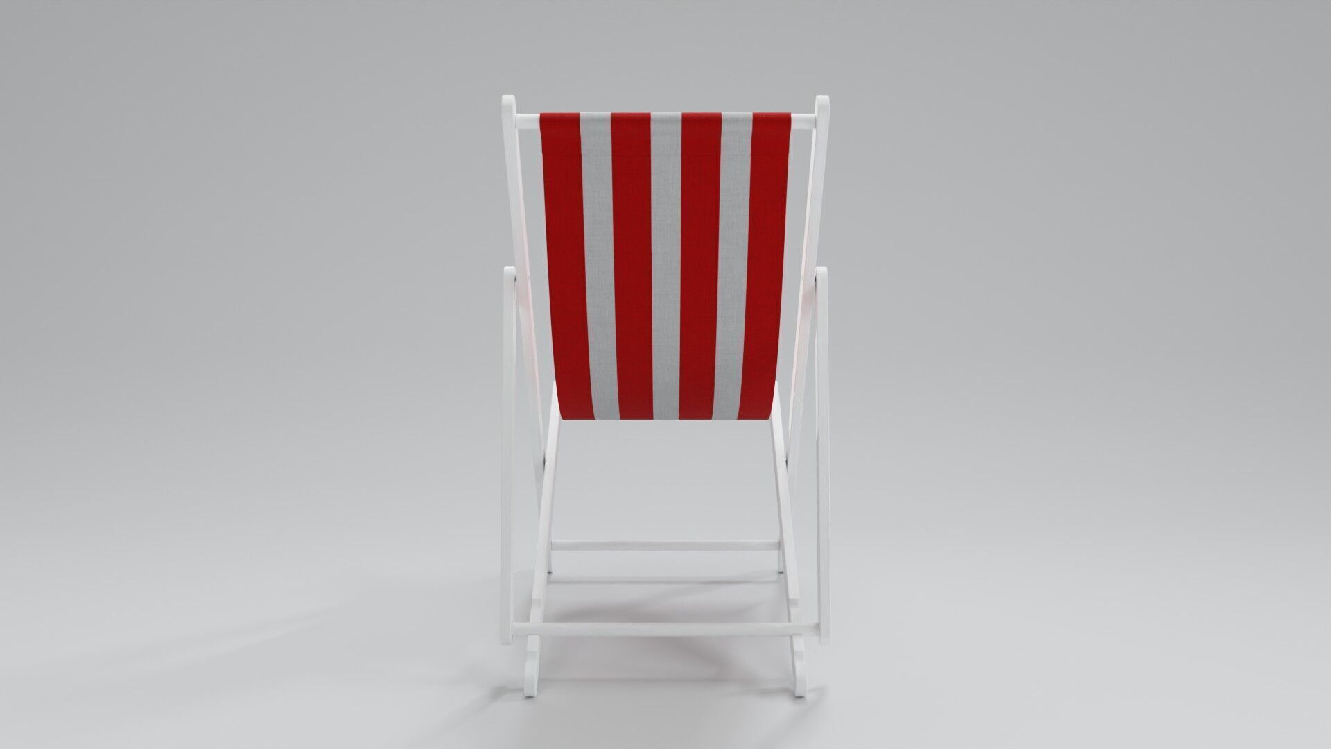 Wooden Folding Beach Chair with Red and White Striped Seat 3D model_4