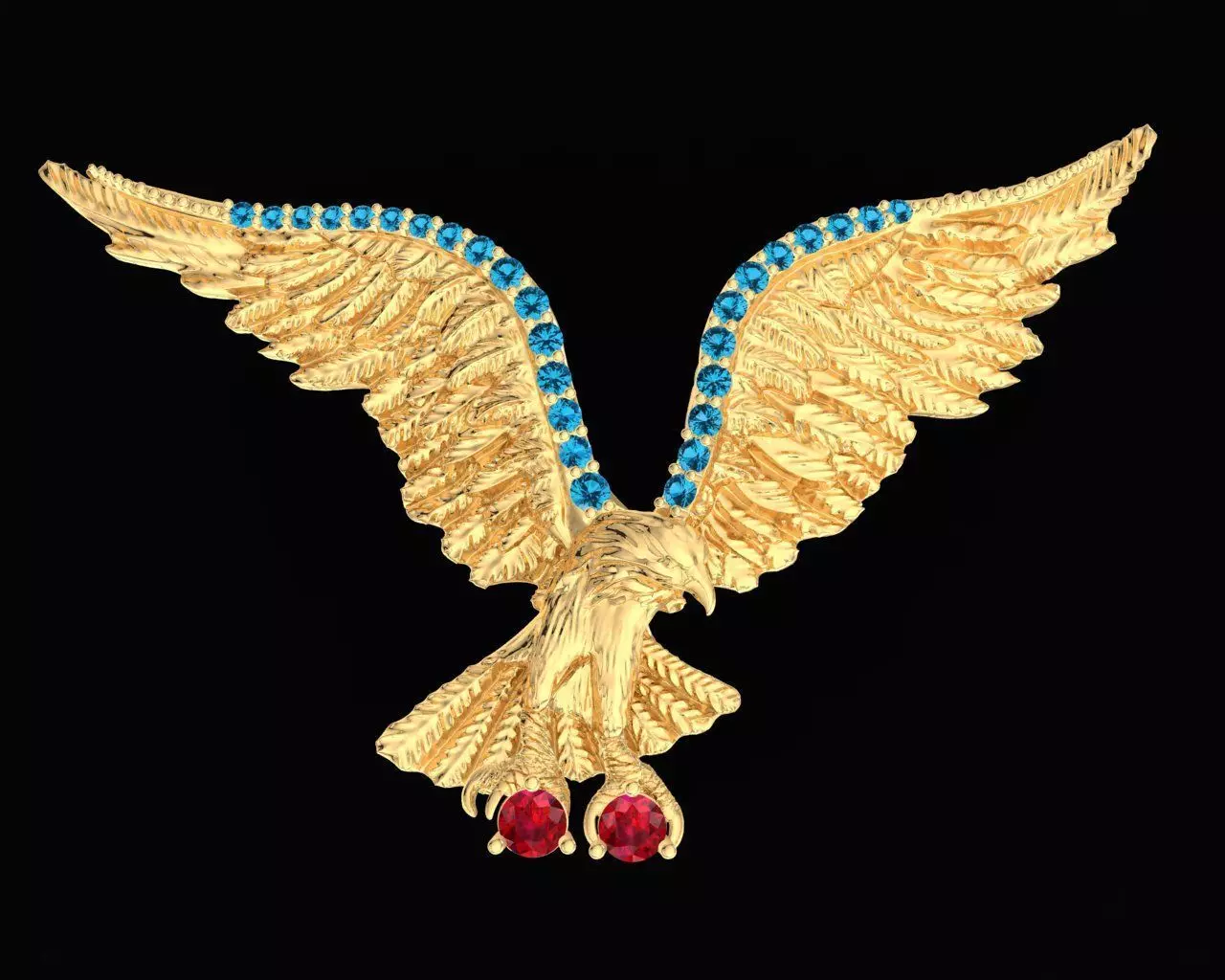 Luxury Eagle Wing Gemstone Pendant 59 3D print model