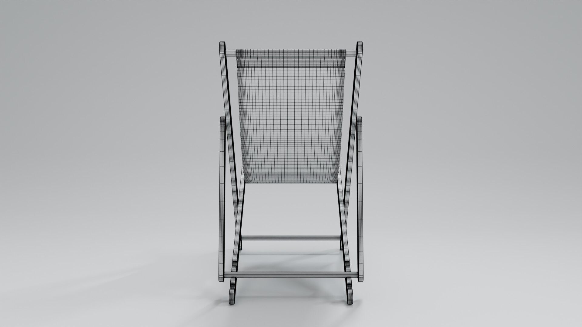 Wooden Folding Beach Chair with Green and White Striped Seat 3D model_11