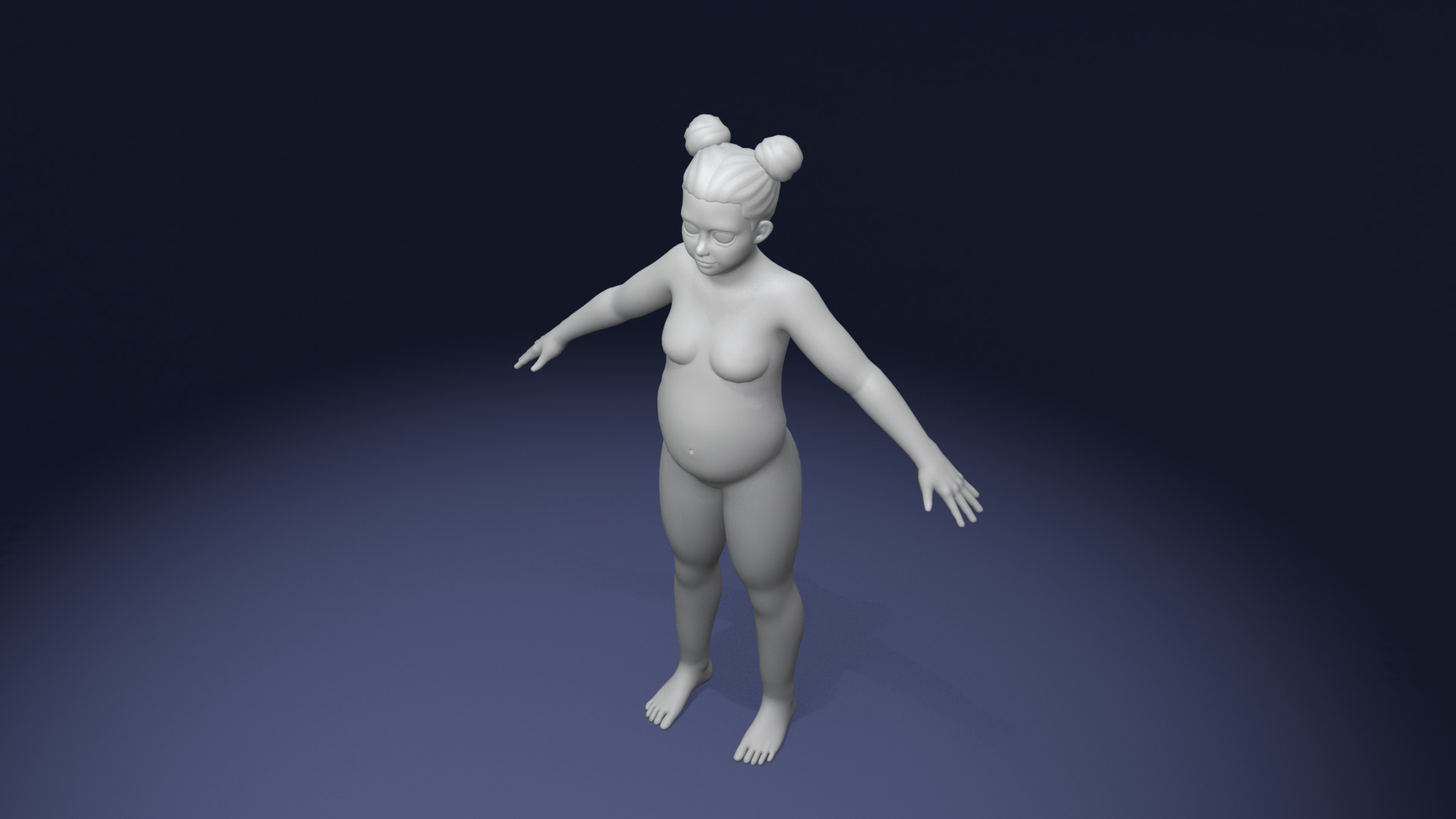 Stylized Fat Girl Body Base Mesh Rigged with IK FK Switch Low-poly 3D model_10