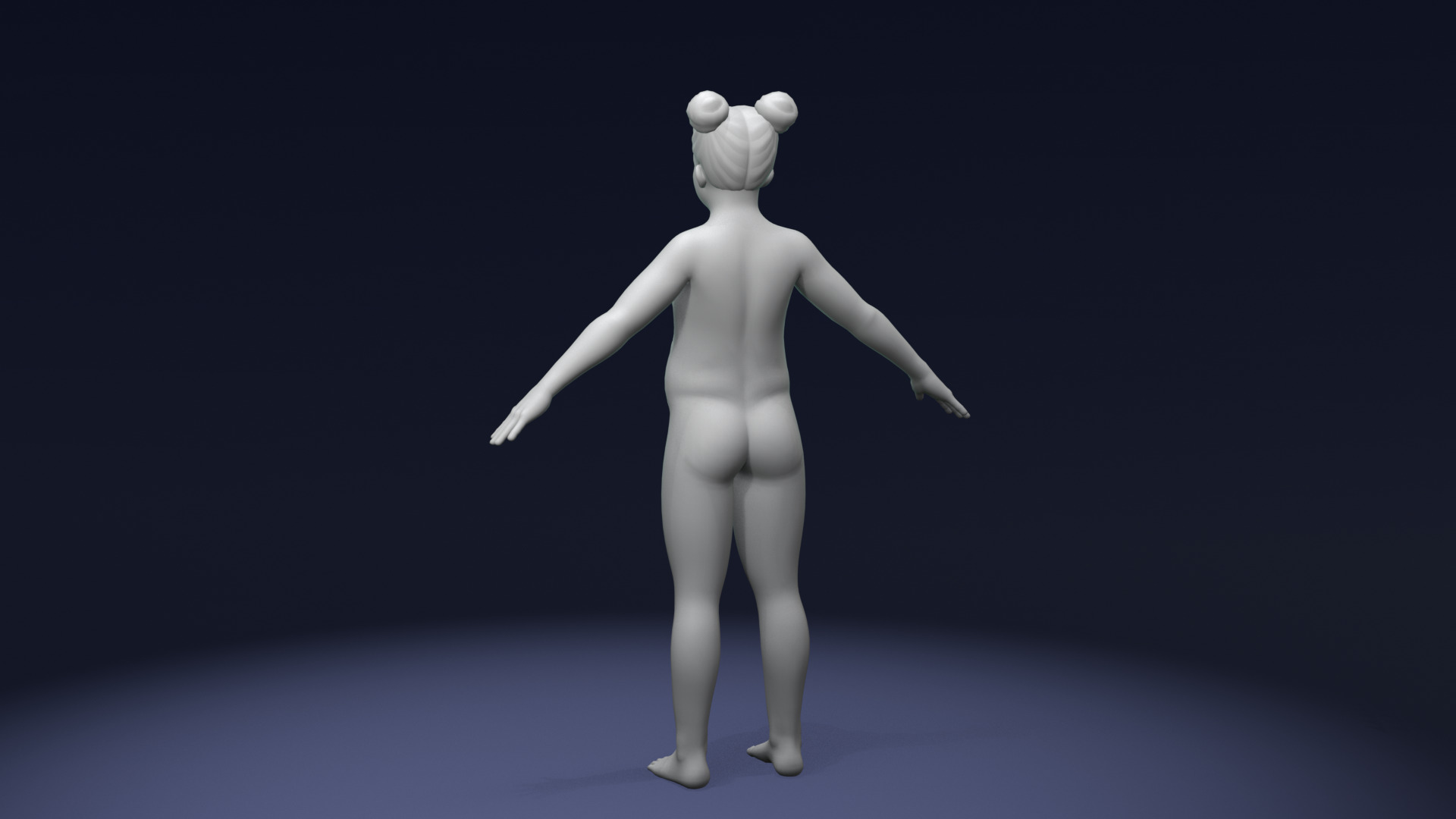 Stylized Fat Girl Body Base Mesh Rigged with IK FK Switch Low-poly 3D model_6