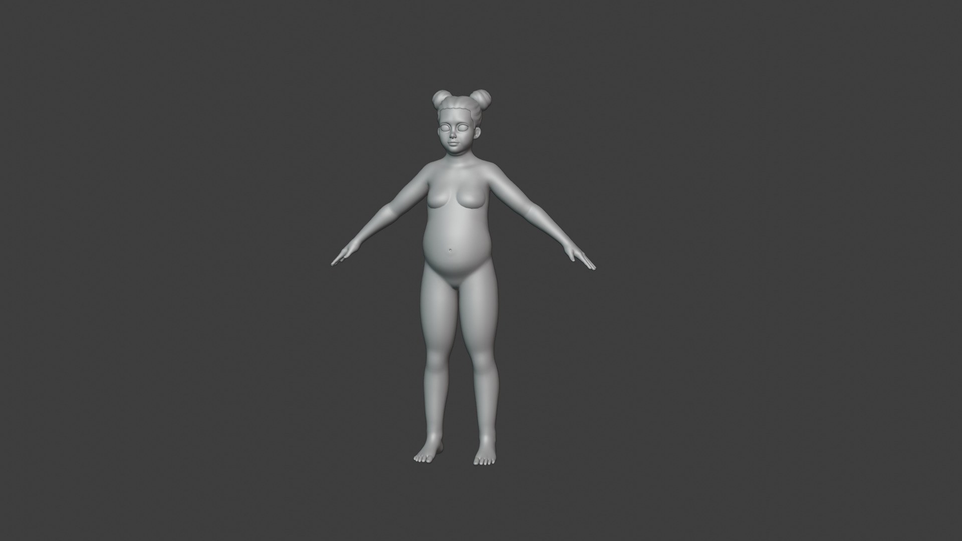 Stylized Fat Girl Body Base Mesh Rigged with IK FK Switch Low-poly 3D model_15