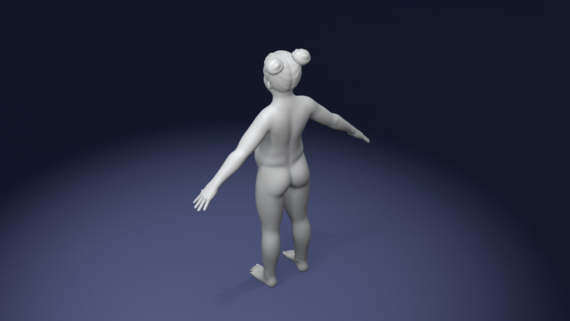 Stylized Fat Girl Body Base Mesh Rigged with IK FK Switch Low-poly 3D model_11