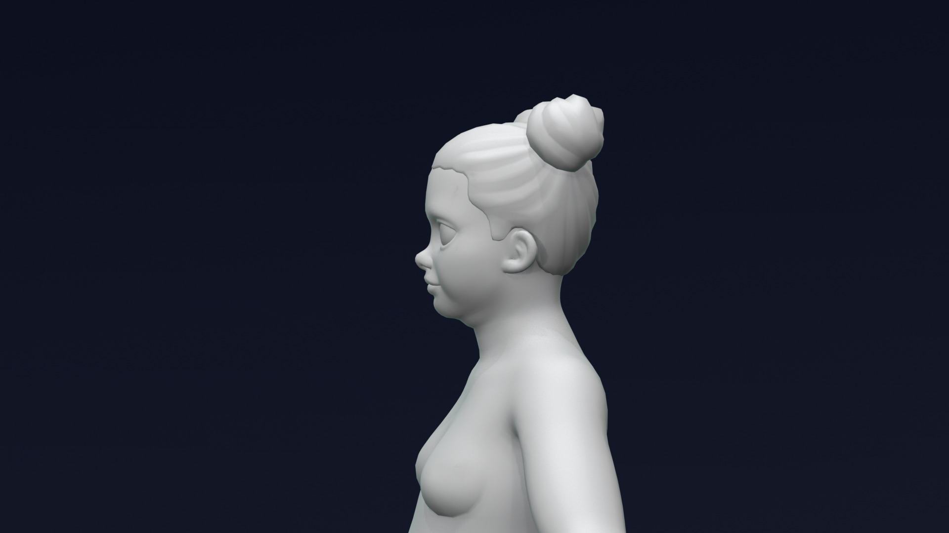 Stylized Fat Girl Body Base Mesh Rigged with IK FK Switch Low-poly 3D model_9
