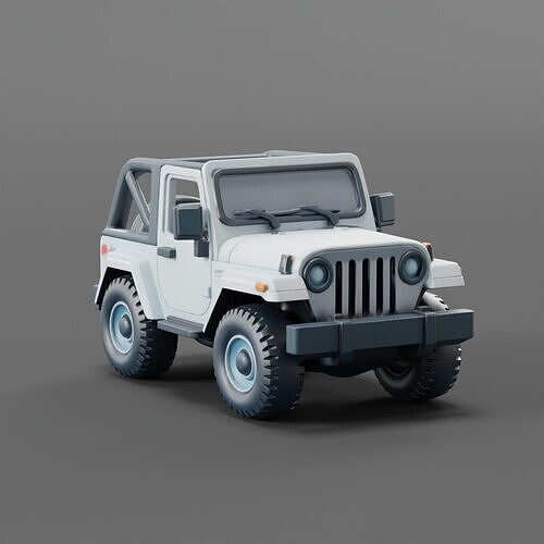  White Jeep 3D Model Low-poly 3D model