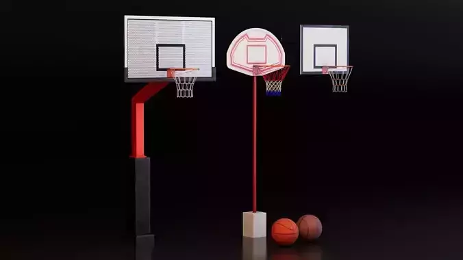 Basketball Backboards with Basketballs