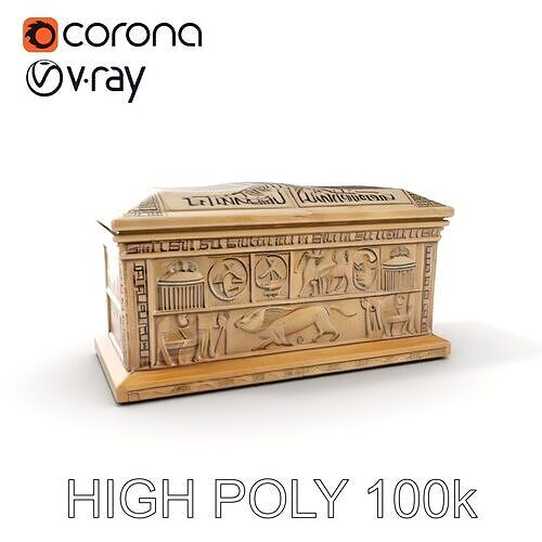 Ancient Sarcophagus D Model Pack with Hieroglyphic Details Low-poly 3D model