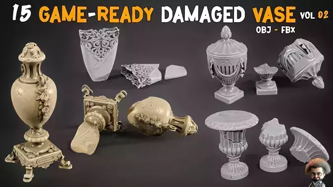 15 Game-Ready Damaged Vase - Vol 02