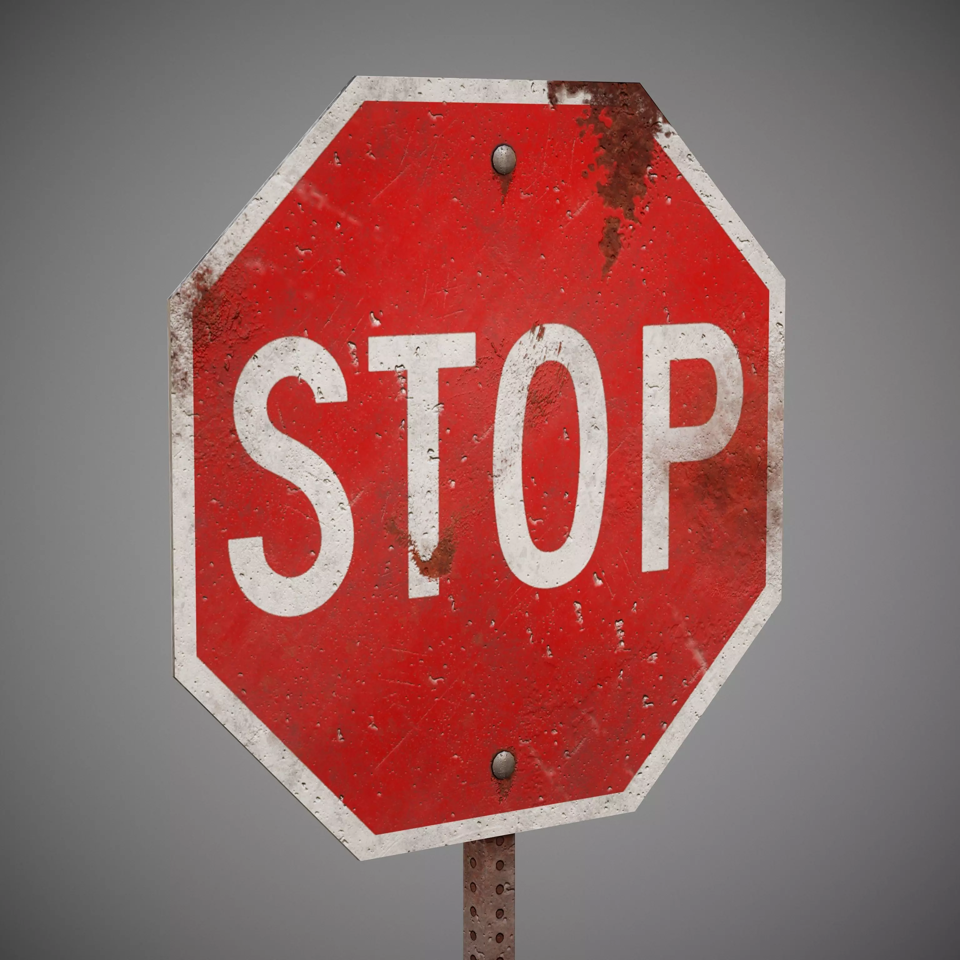 STOP Sign with Post new and old versions Low-poly 3D model_0