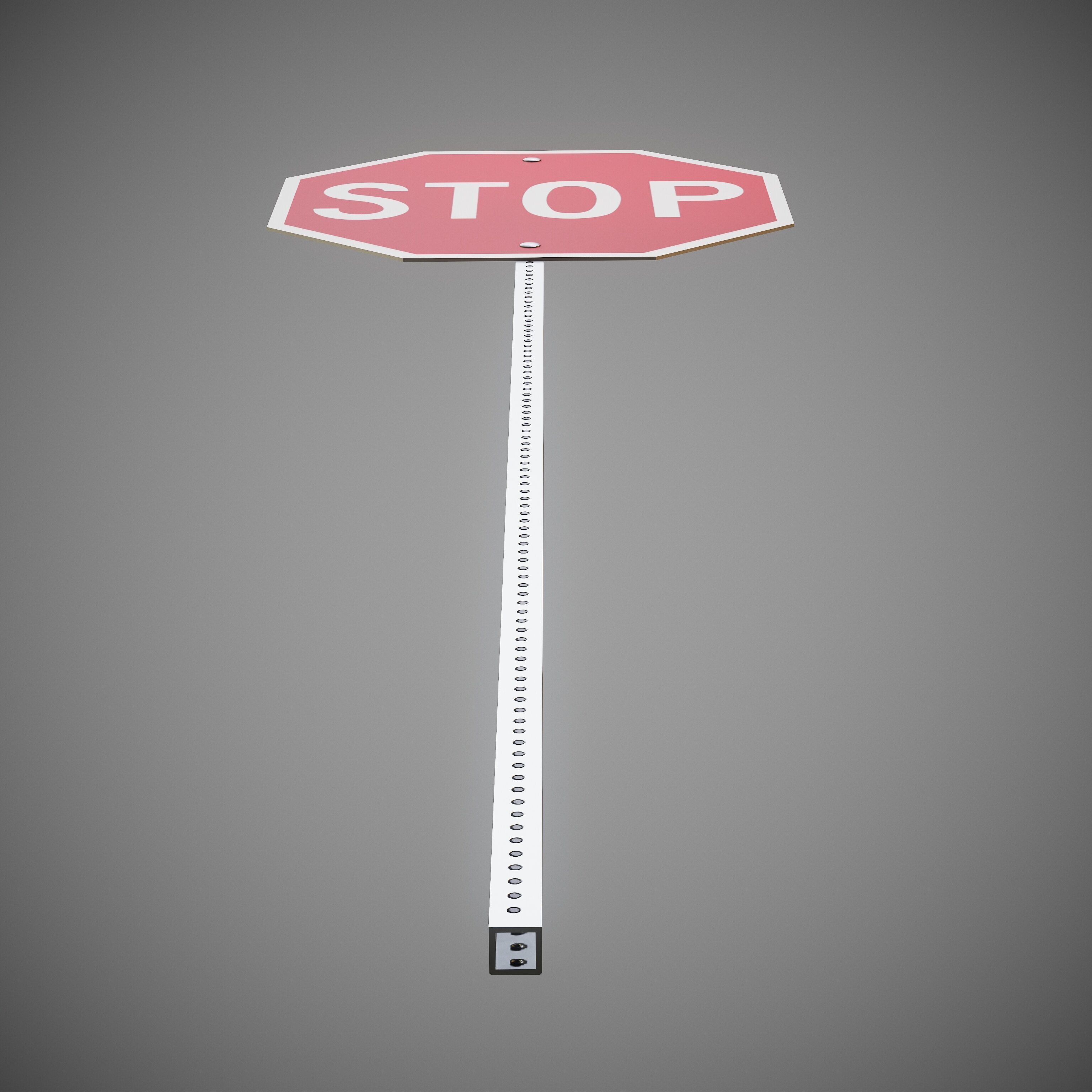 STOP Sign with Post new and old versions Low-poly 3D model_14