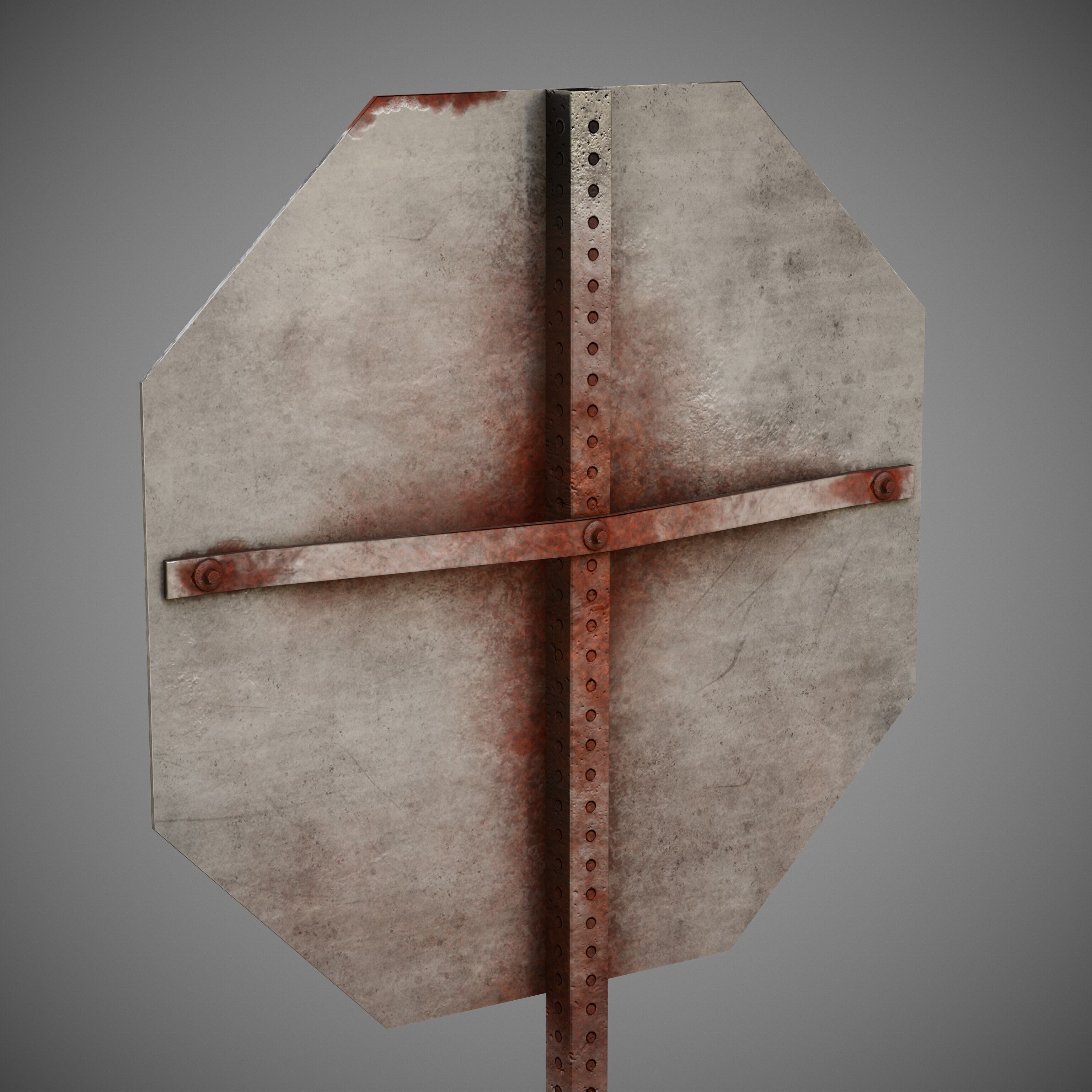 STOP Sign with Post new and old versions Low-poly 3D model_16