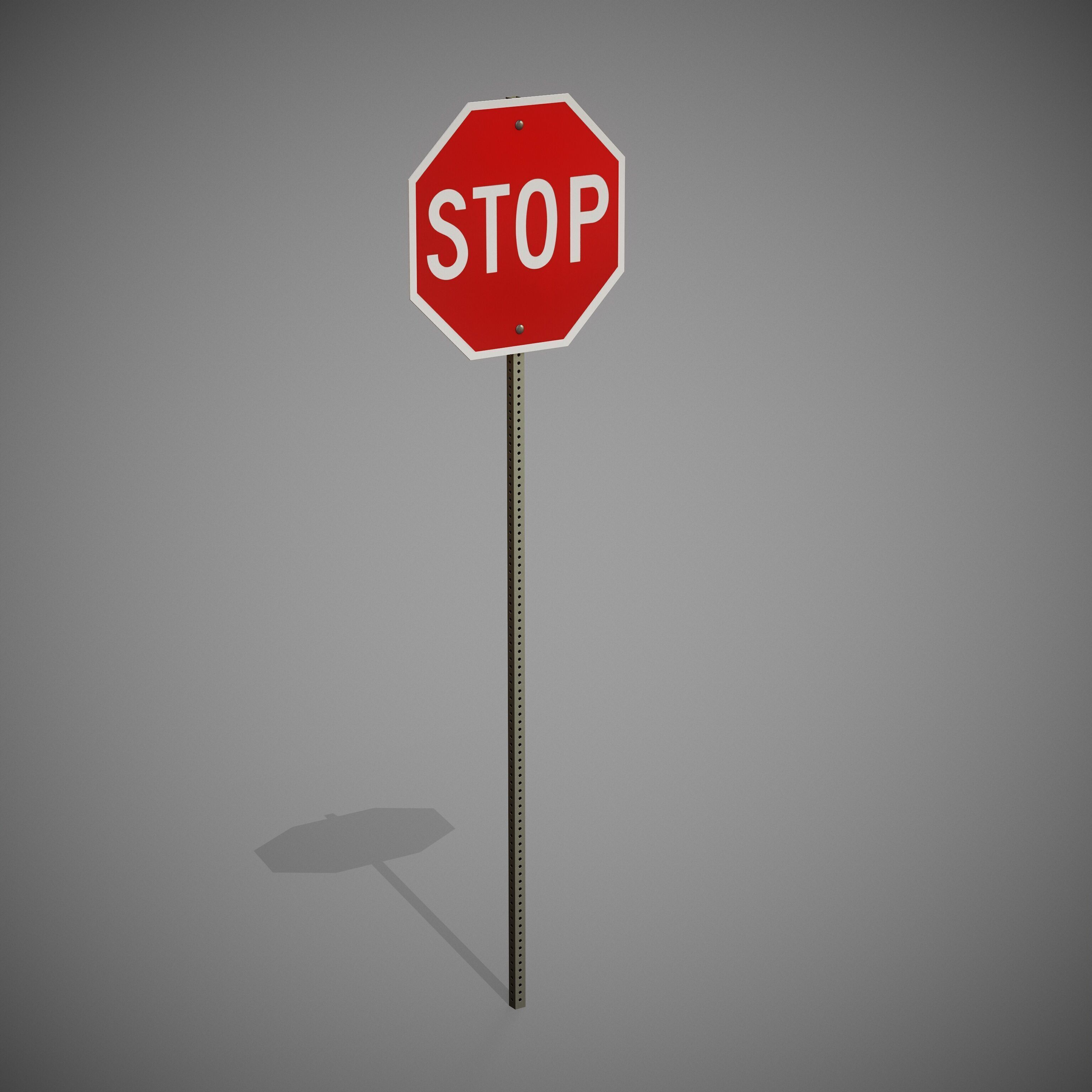 STOP Sign with Post new and old versions Low-poly 3D model_5