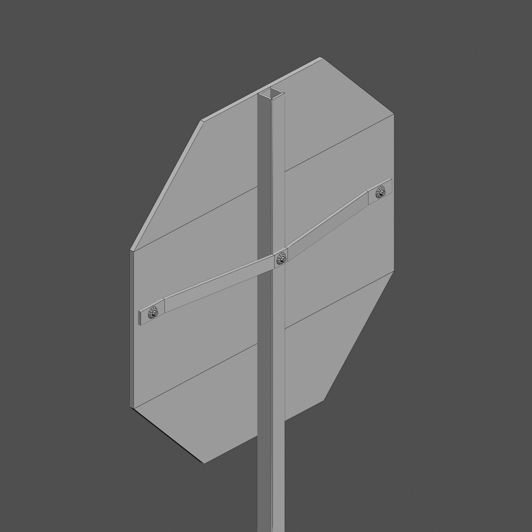 STOP Sign with Post new and old versions Low-poly 3D model_27